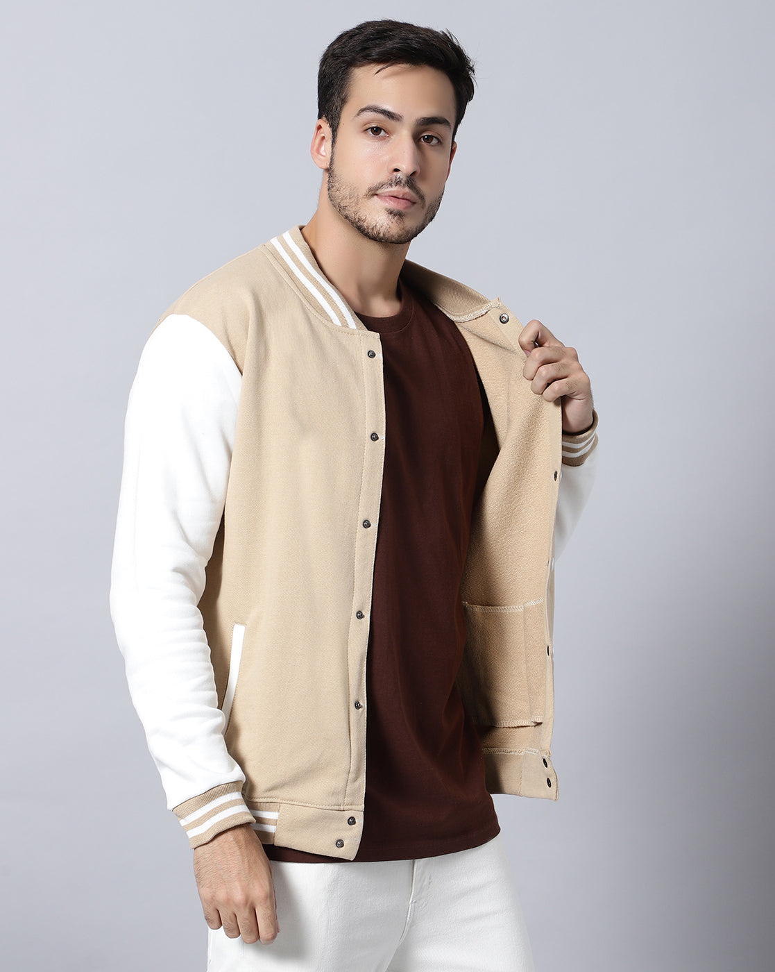 Beige Varsity Jacket