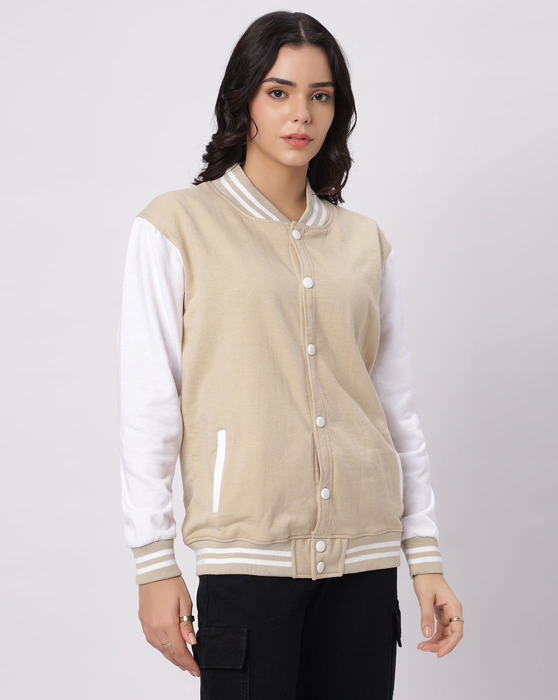 Beige Varsity Jacket