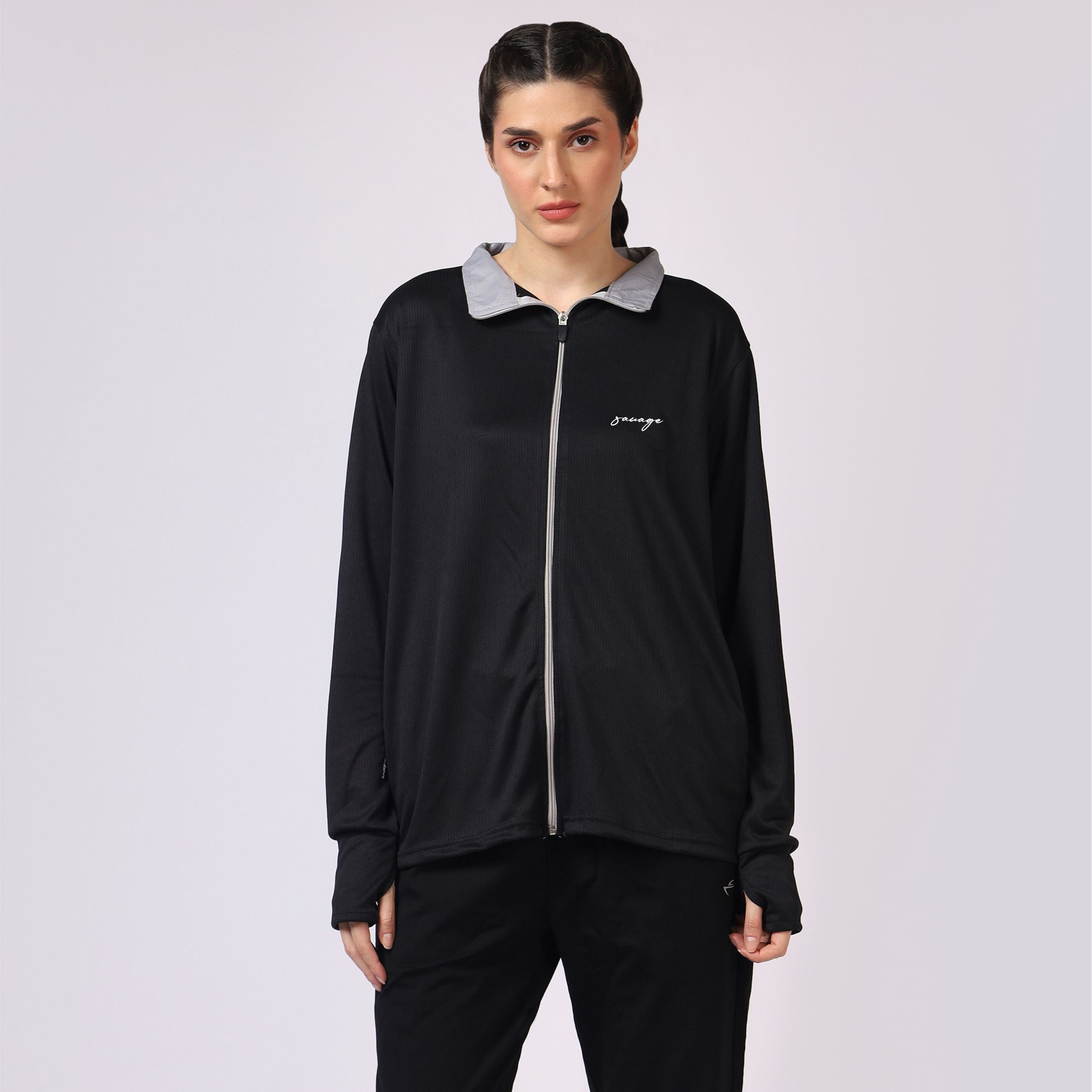 Black UPF Sunscreen Jacket