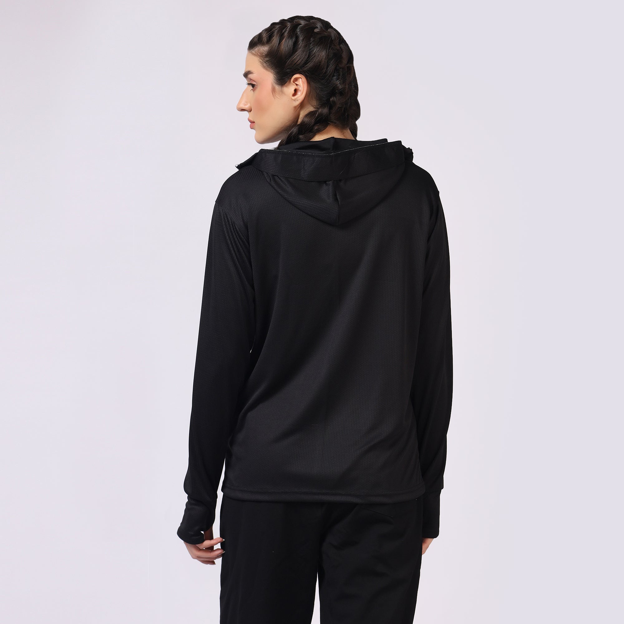 Black UPF Balaclava Zipper Sunscreen Jacket