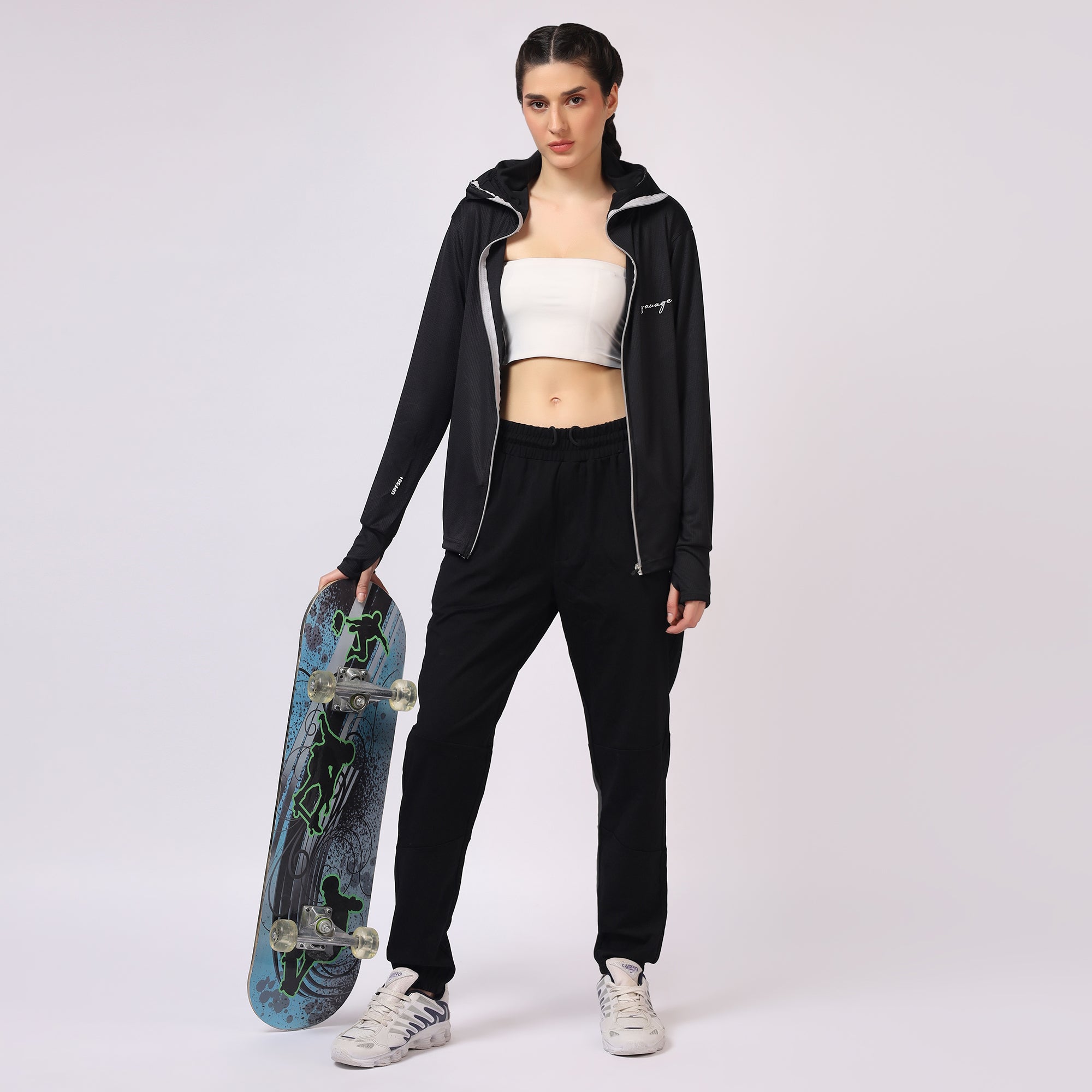 Black UPF Balaclava Zipper Sunscreen Jacket