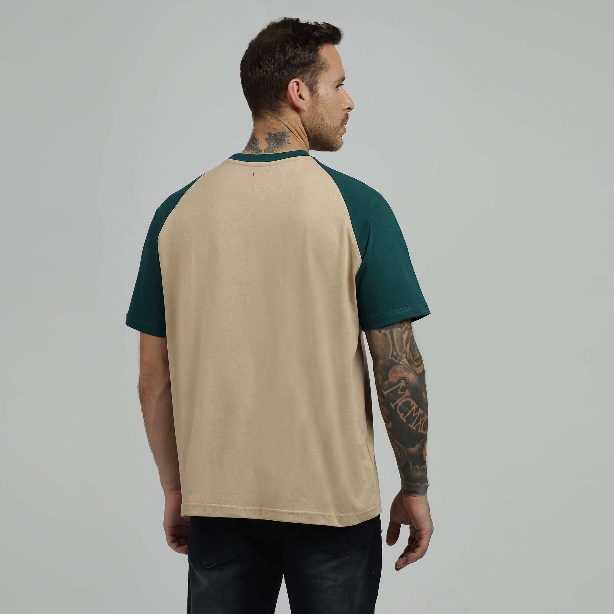 Green Beige Raglan Tshirt