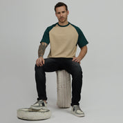 Green Beige Raglan Tshirt