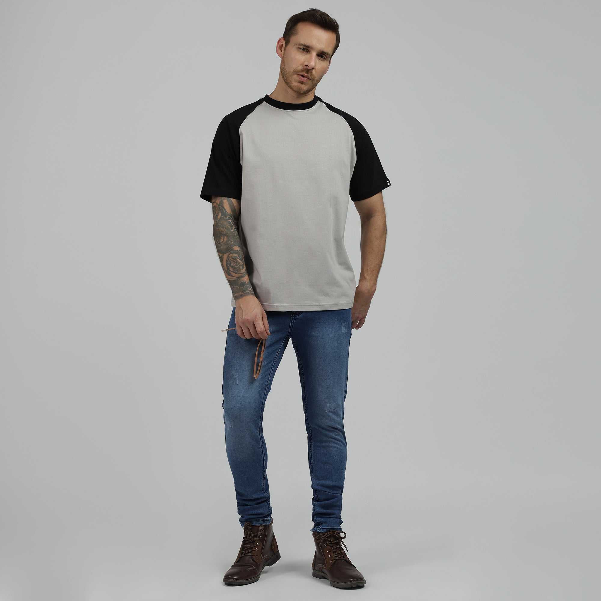 Black Grey Raglan Tshirt